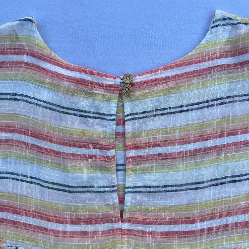 FREE PEOPLE Striped Ruffle Sleeve Tunic Mini Dress | Medium | Multi Color - Picture 9 of 10